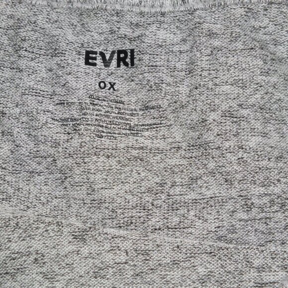 EVRI Light Grey Black Sheer Chiffon Ruffle Long Sleeved Sweater Tunic Size 0X - Picture 7 of 8